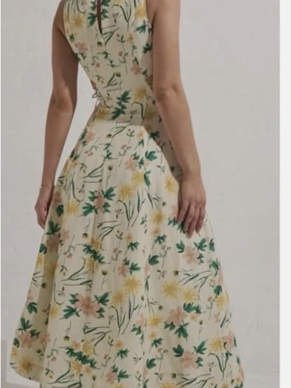 Mon Renn Floral Maxi Dress in Cream & Green NWT #13